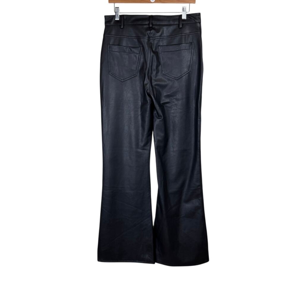 Boston Proper Black Vegan Faux Leather High Waist Flare Leg Going Out Pants